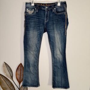 C17 Rock Revival Pilkin Bootcut Jeans Embroidered Sequin Rhinestone 29 Pocket